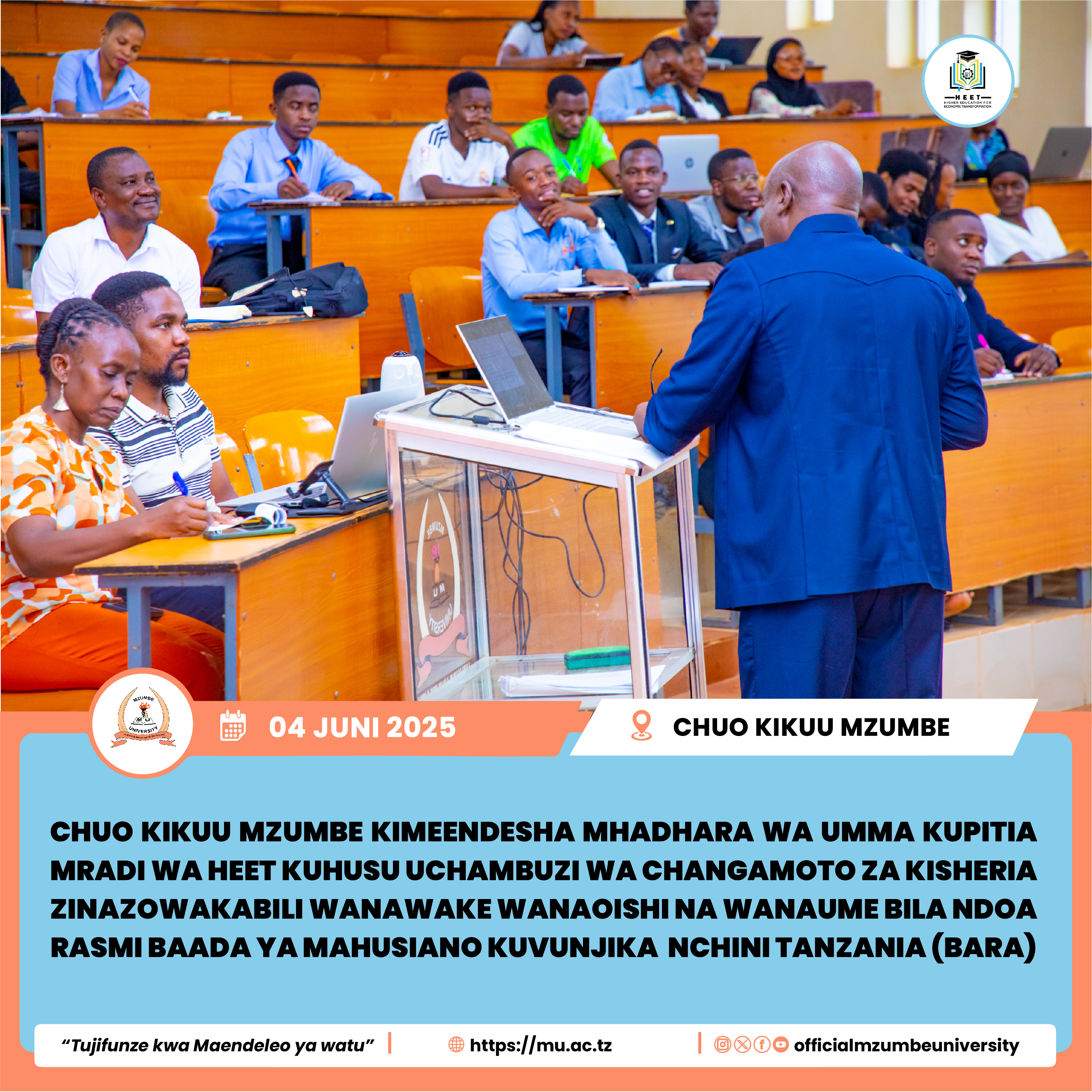 CHUO KIKUU MZUMBE CHAENDESHA MHADHARA WA UMMA KUHUSU CHANGAMOTO ZA KISHERIA KATIKA MAHUSIANO YA NDOA ZISIZO RASMI