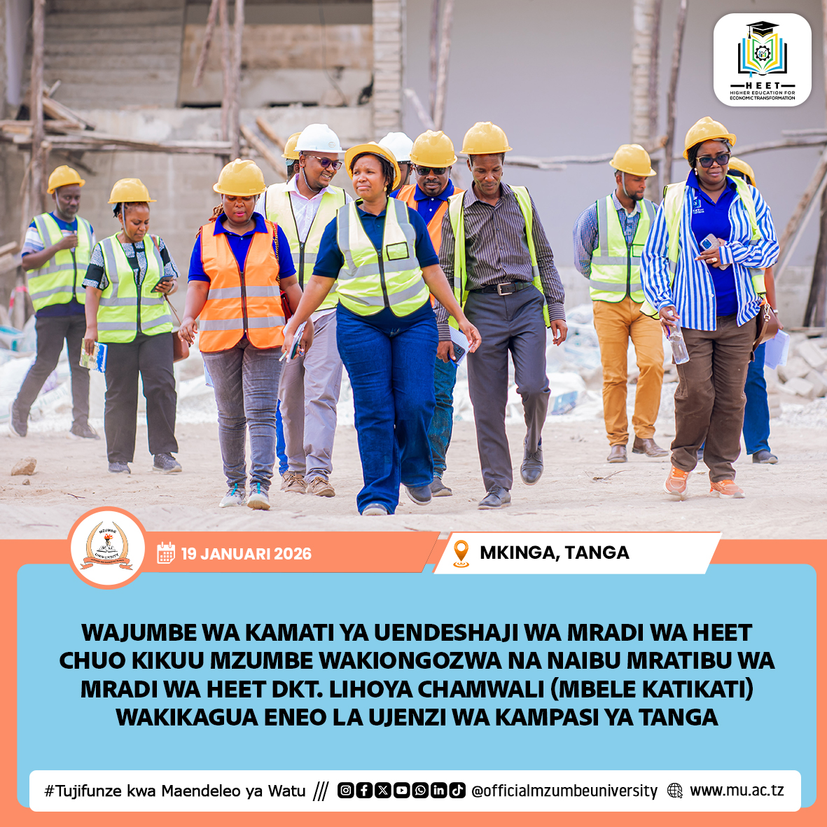 KAMATI YA UENDESHAJI WA MRADI WA HEET YARIDHISHWA NA KASI YA UJENZI WA NDAKI YA TANGA