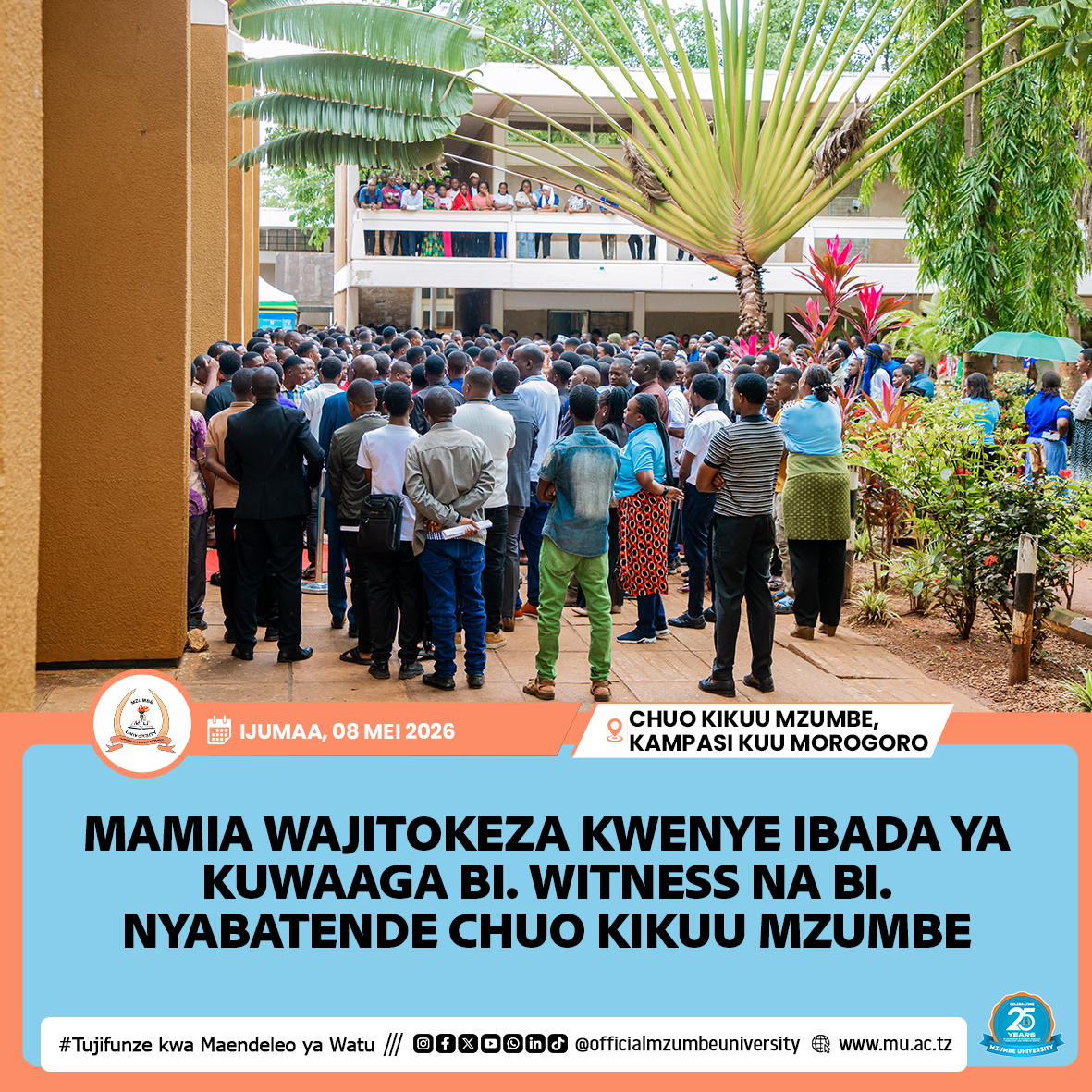 MAMIA WAJITOKEZA KWENYE IBADA YA KUWAAGA BI. WITNESS NA BI. NYABATENDE CHUO KIKUU MZUMBE