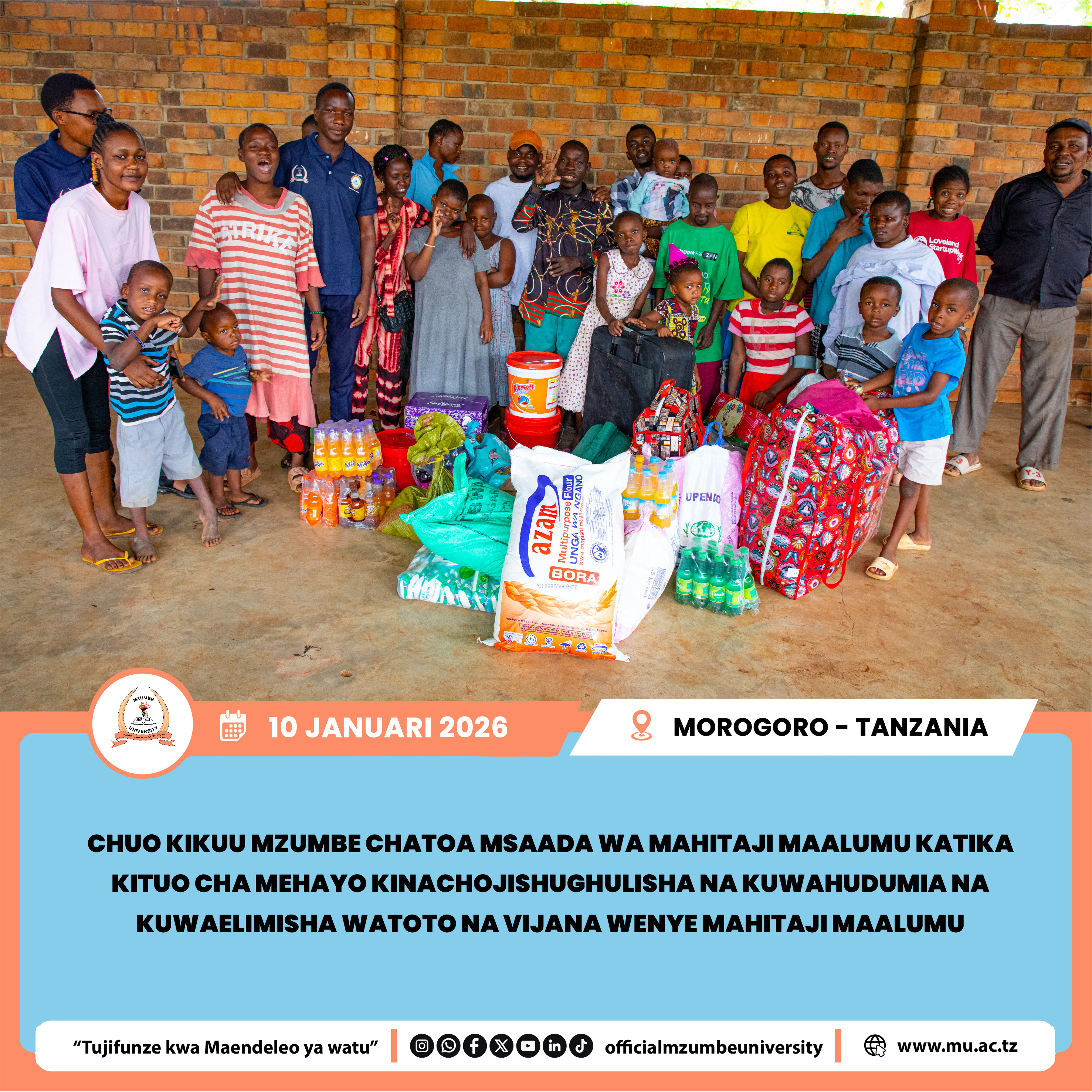 CHUO KIKUU MZUMBE CHATOA MSAADA KATIKA KITUO CHA MEHAYO