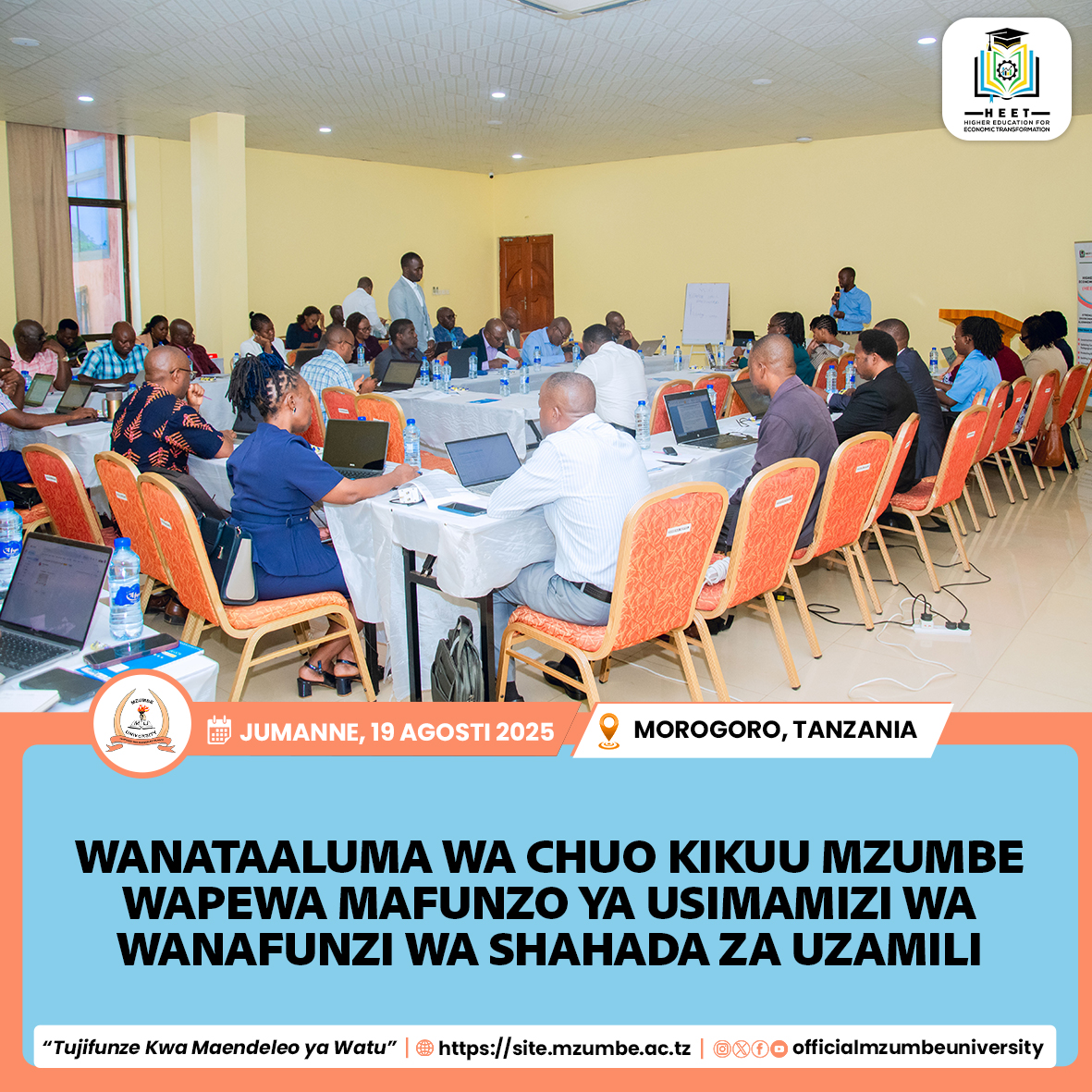 WAHADHIRI WA CHUO KIKUU MZUMBE WAPEWA MAFUNZO YA USIMAMIZI WA WANAFUNZI WA SHAHADA YA UZAMILI