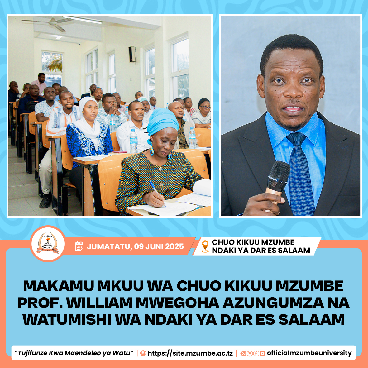 MAKAMU MKUU WA CHUO AZUNGUMZA NA WATUMISHI WA NDAKI YA DAR ES SALAAM