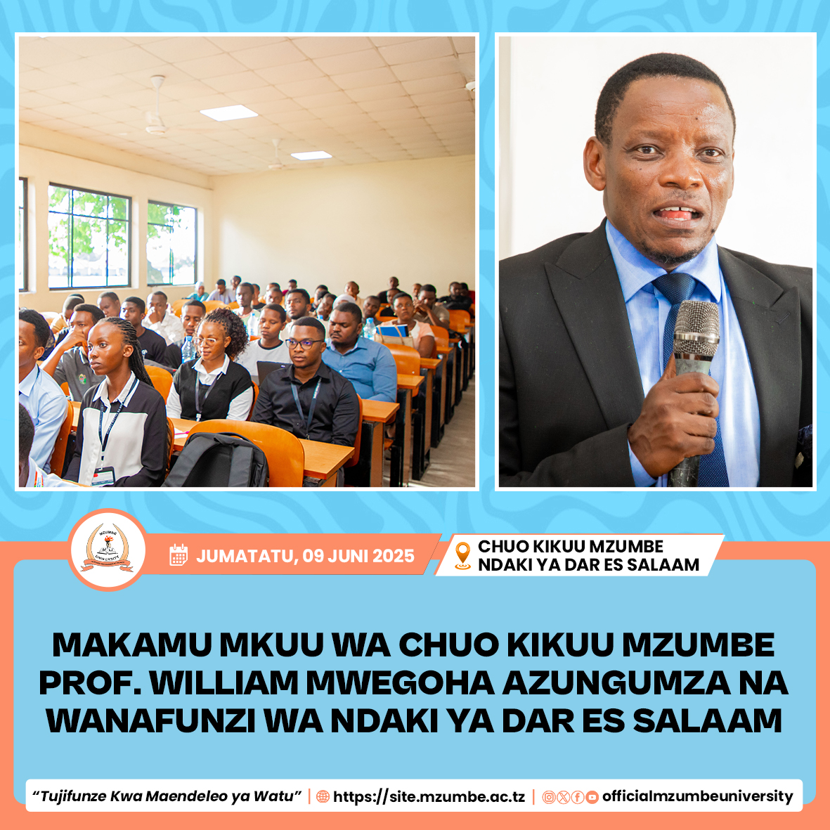 MAKAMU MKUU WA CHUO AZUNGUMZA NA WANAFUNZI WA NDAKI YA DAR ES SALAAM