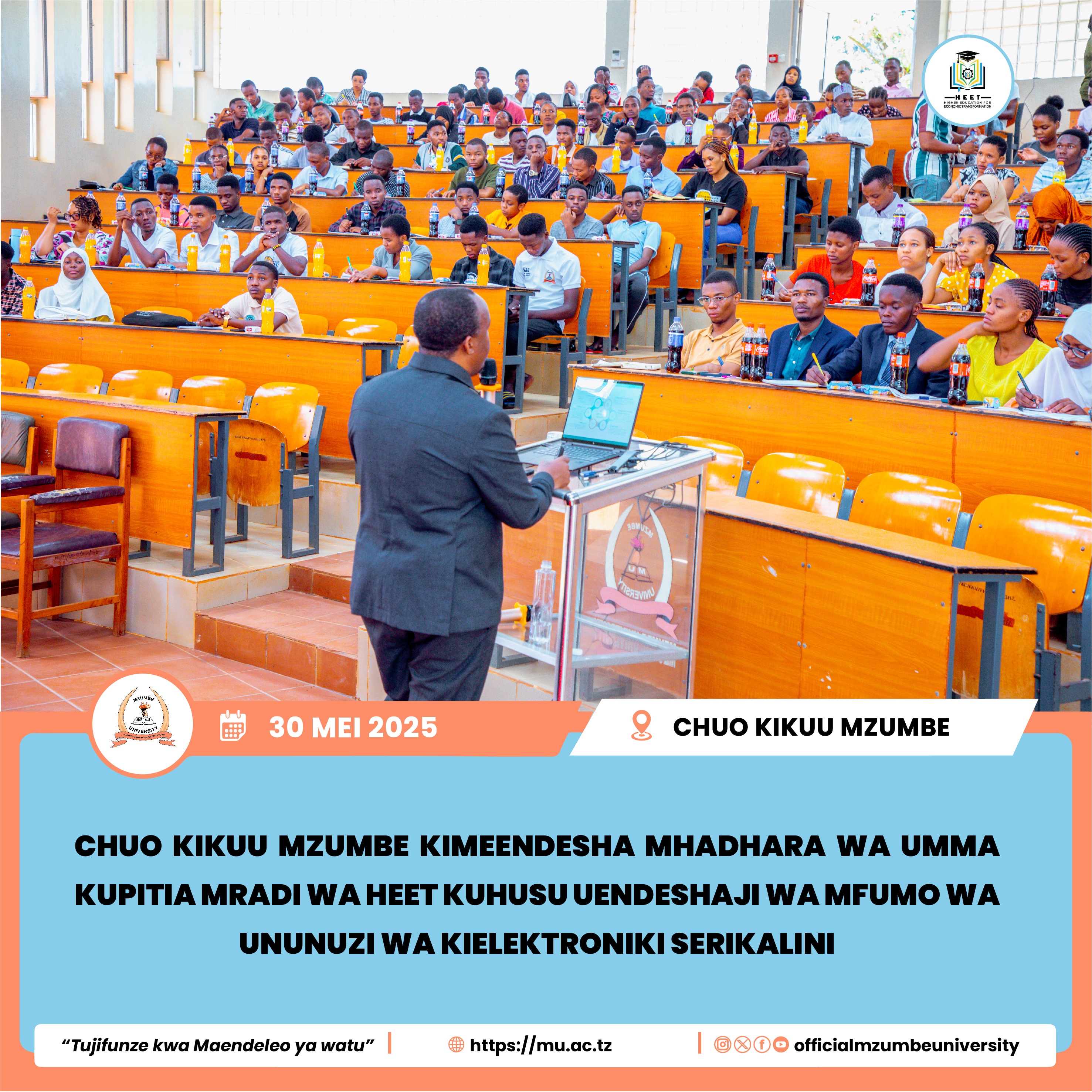 CHUO KIKUU MZUMBE KIMEENDESHA MHADHARA WA UMMA KUHUSU UENDESHAJI WA MFUMO WA UNUNUZI WA KIELEKTRONIKI SERIKALINI