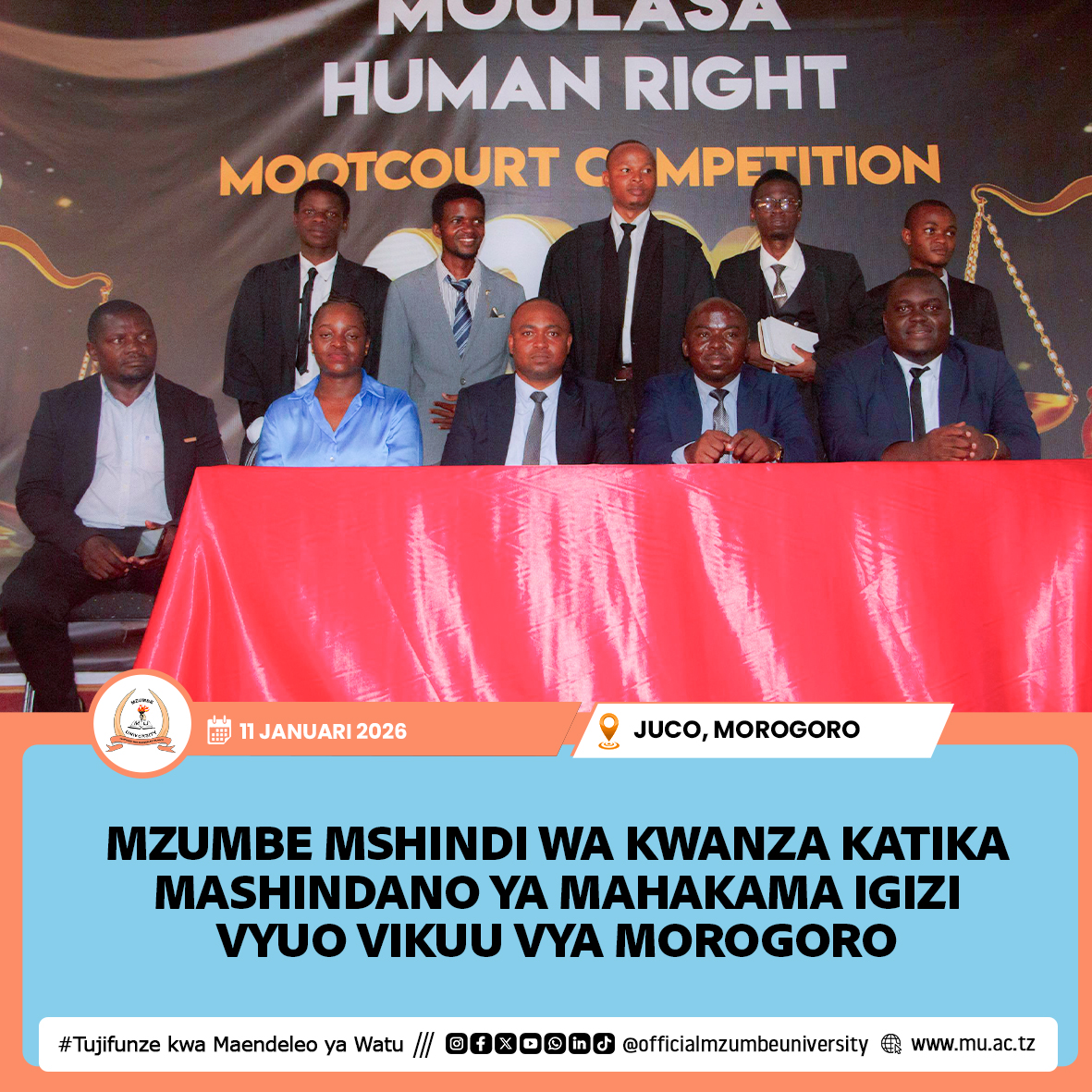 MZUMBE MSHINDI WA KWANZA MASHINDANO YA MAHAKAMA IGIZI VYUO VIKUU MOROGORO