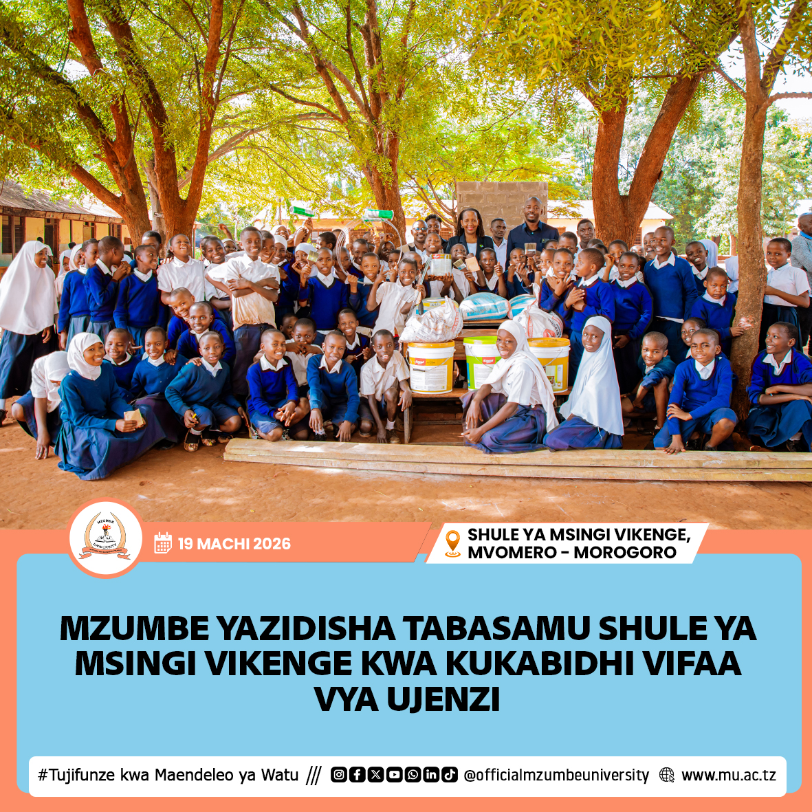 CHUO KIKUU MZUMBE CHAIMARISHA MIUNDOMBINU YA SHULE YA MSINGI VIKENGE