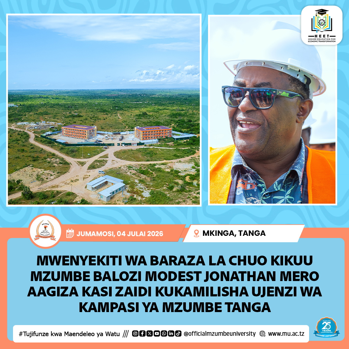 BALOZI MERO AAGIZA KASI ZAIDI KATIKA KUKAMILISHA UJENZI WA KAMPASI YA TANGA