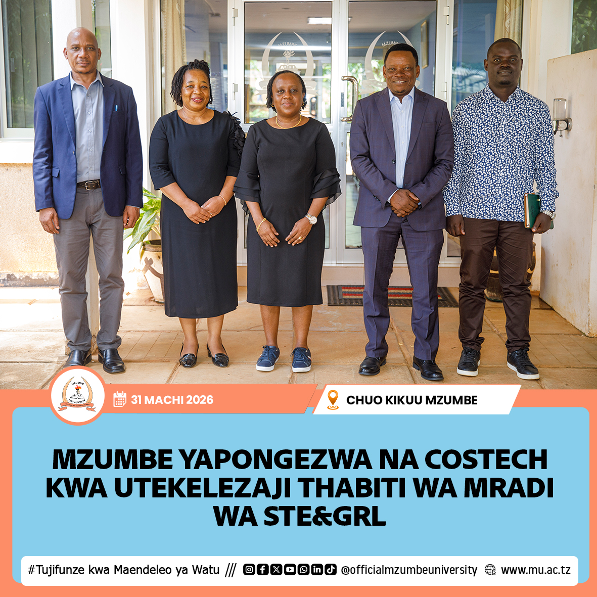 MZUMBE YAPONGEZWA NA COSTECH KWA UFANISI WA MRADI WA STE&GRL