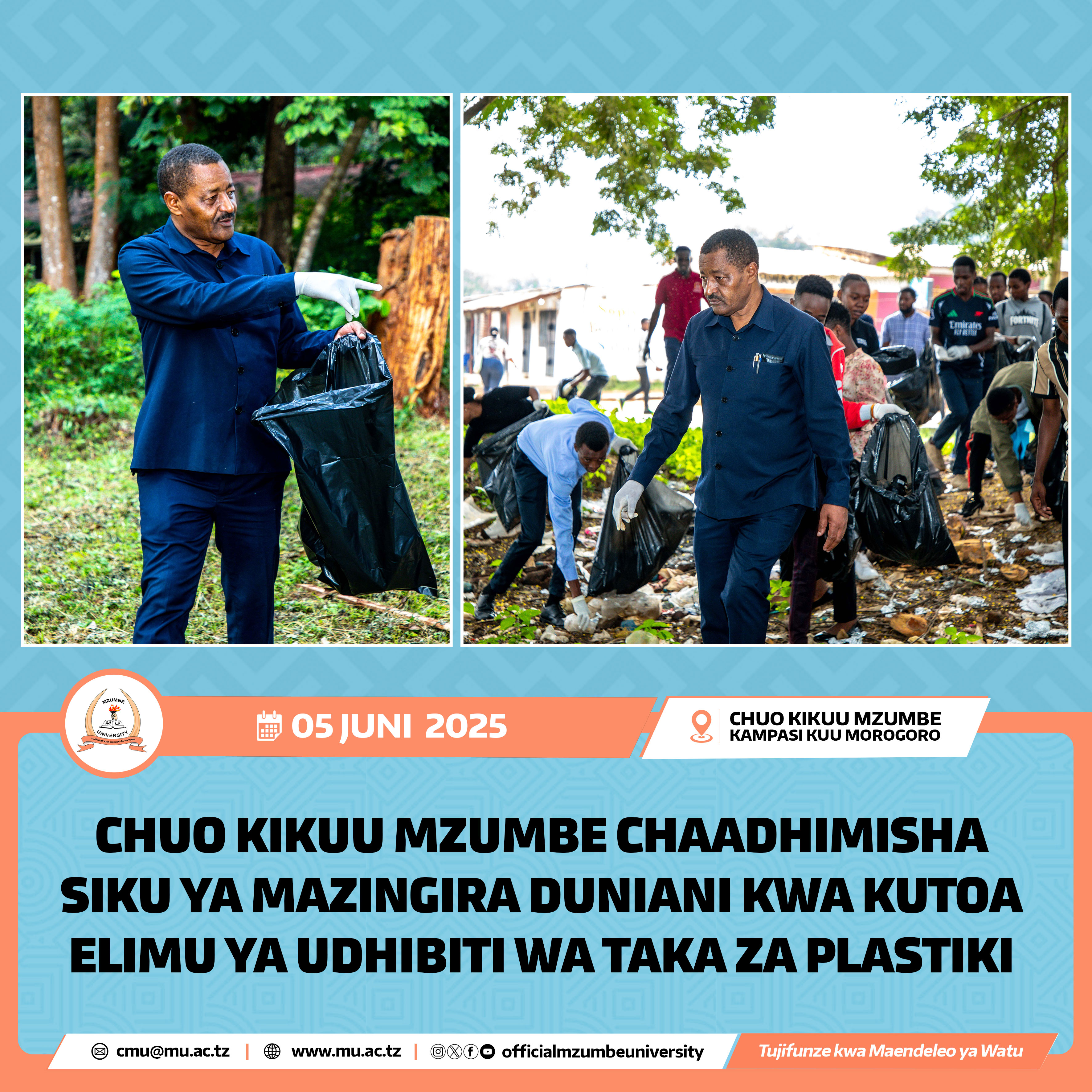 CHUO KIKUU MZUMBE CHAADHIMISHA SIKU YA MAZINGIRA DUNIANI KWA KUTOA ELIMU YA UDHIBITI WA TAKA ZA PLASTIKI