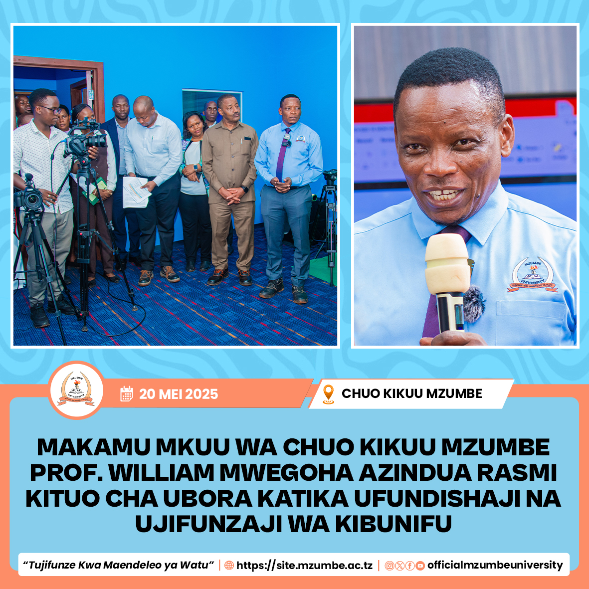 CHUO KIKUU MZUMBE CHAZINDUA KITUO CHA UBORA KWA UFUNDISHAJI NA UJIFUNZAJI WA KIBUNIFU