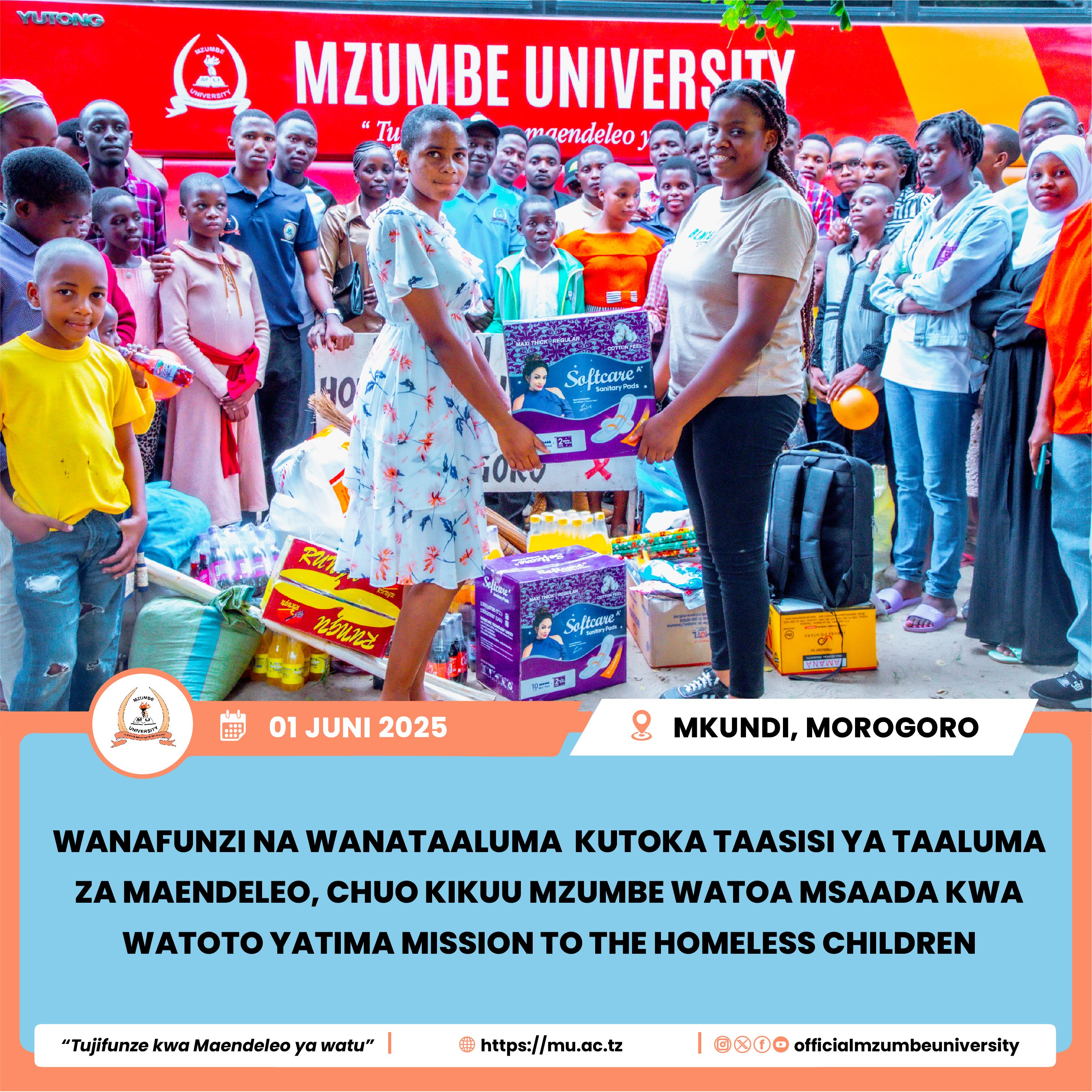 WANAFUNZI WA CHUO KIKUU MZUMBE WATOA MSAADA KWA WATOTO YATIMA MKUNDI, MOROGORO