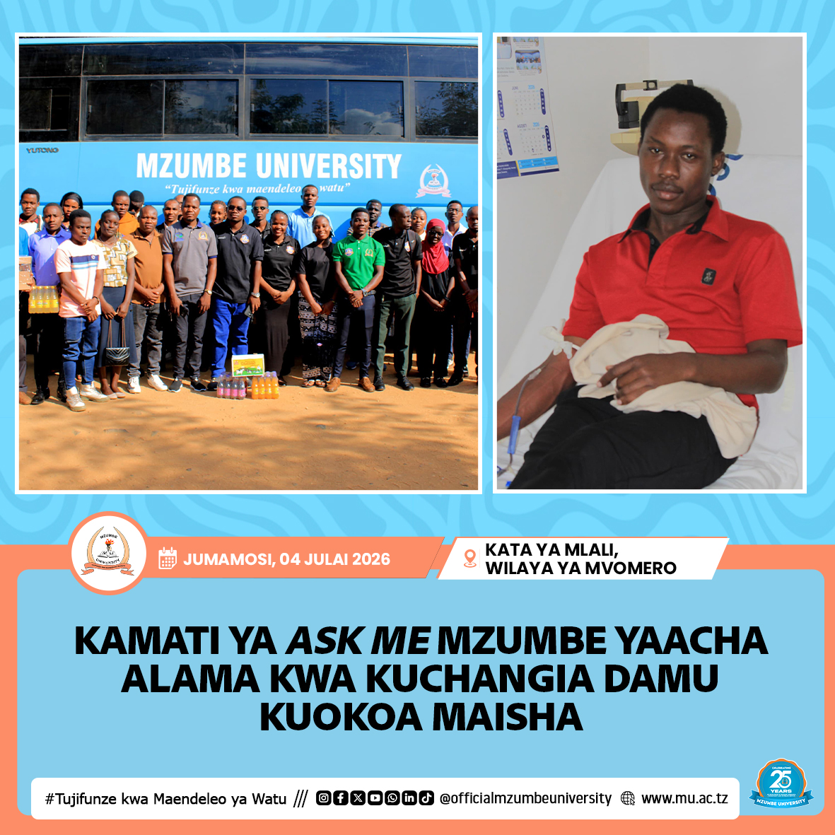 KAMATI YA MAPOKEZI YA WANAFUNZI MZUMBE YAACHA ALAMA KWA KUCHANGIA DAMU KUOKOA MAISHA