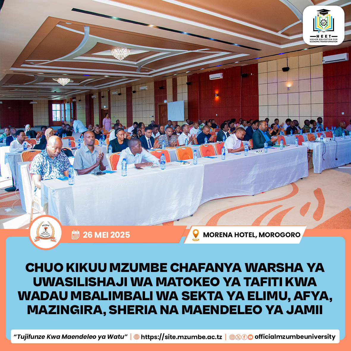 CHUO KIKUU MZUMBE CHAFANYA WARSHA YA UWASILISHAJI WA MATOKEO YA TAFITI KWA WADAU MBALIMBALI