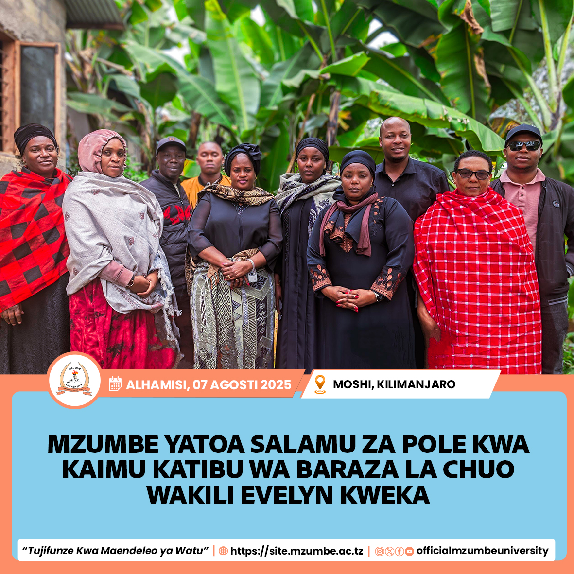 MZUMBE YATOA SALAMU ZA POLE KWA WAKILI EVELYN KWEKA NA FAMILIA