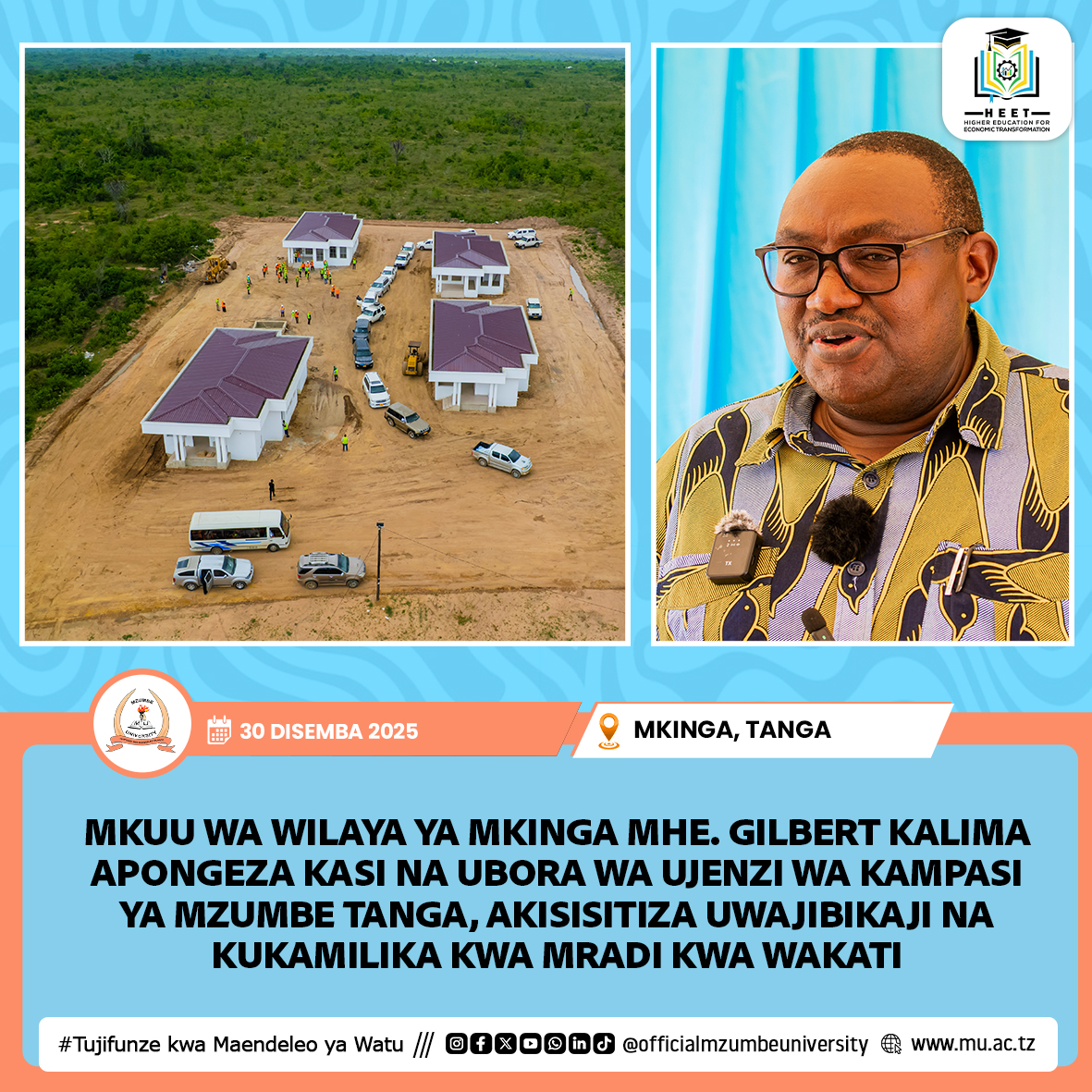 DC MKINGA ARIDHISHWA NA UTEKELEZAJI WA UJENZI WA KAMPASI YA CHUO KIKUU MZUMBE TANGA