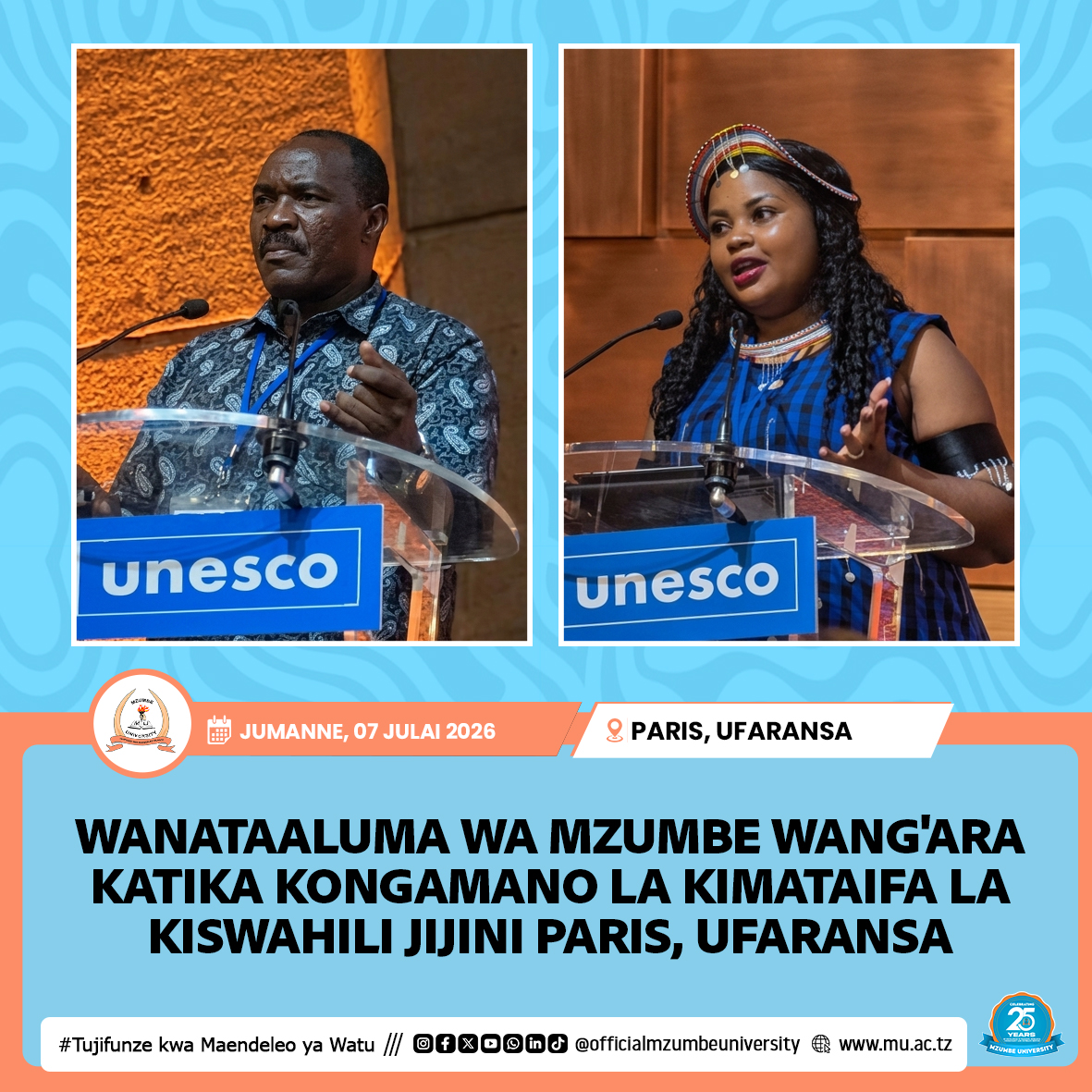 MZUMBE YANG'ARA KATIKA KONGAMANO LA KIMATAIFA LA KISWAHILI PARIS