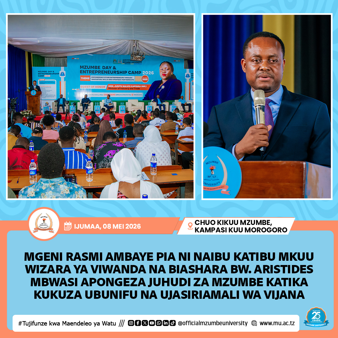 WIZARA YA VIWANDA NA BIASHARA YAAHIDI KUWA SEHEMU YA UTEKELEZAJI WA MAAZIMIO YA SIKU YA MZUMBE NA KAMBI YA UJASIRIAMALI