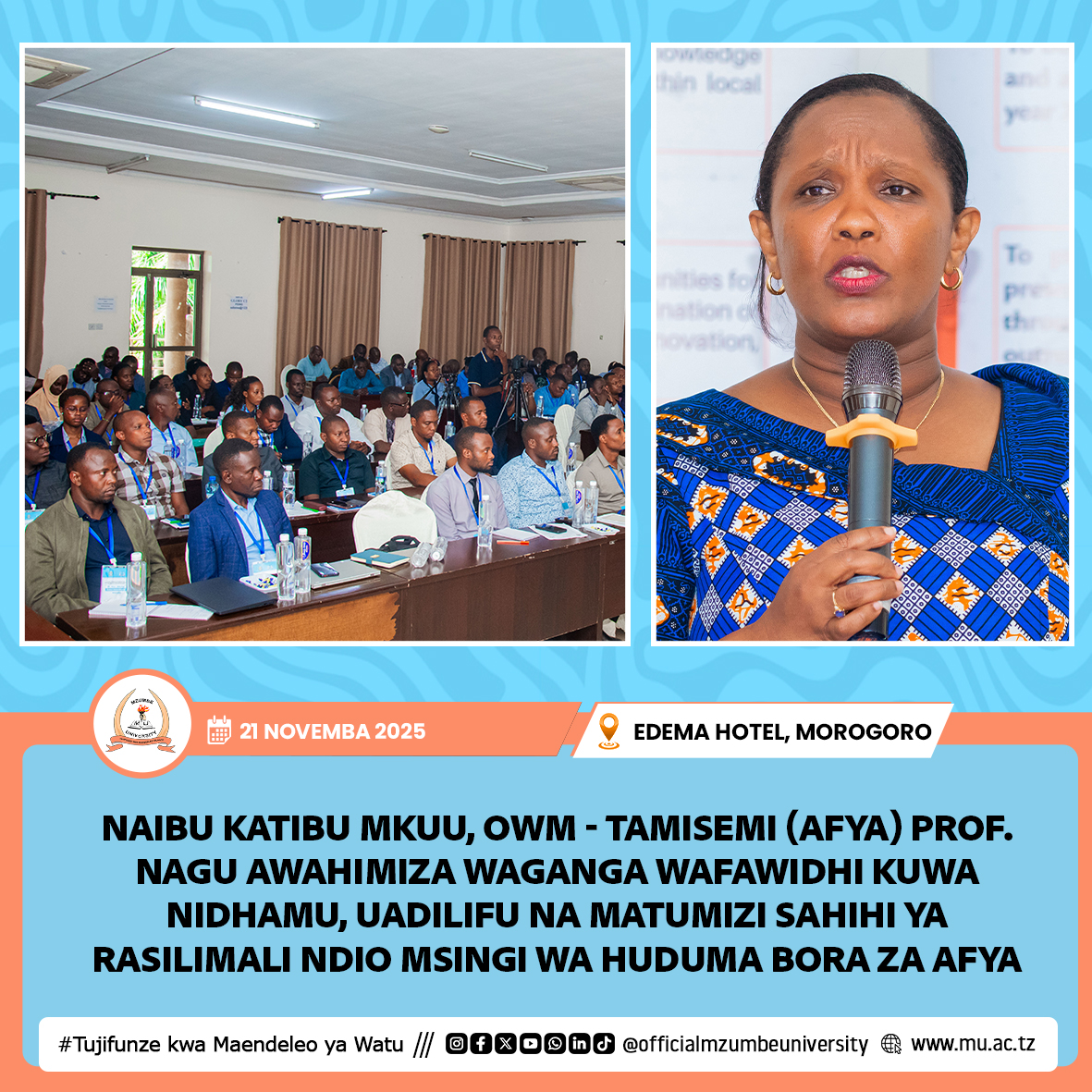 MZUMBE YATAMATISHA MAFUNZO YA UONGOZI KWA WAGANGA WAFAWIDHI, MKAZO KATIKA UBORESHAJI WA HUDUMA ZA AFYA