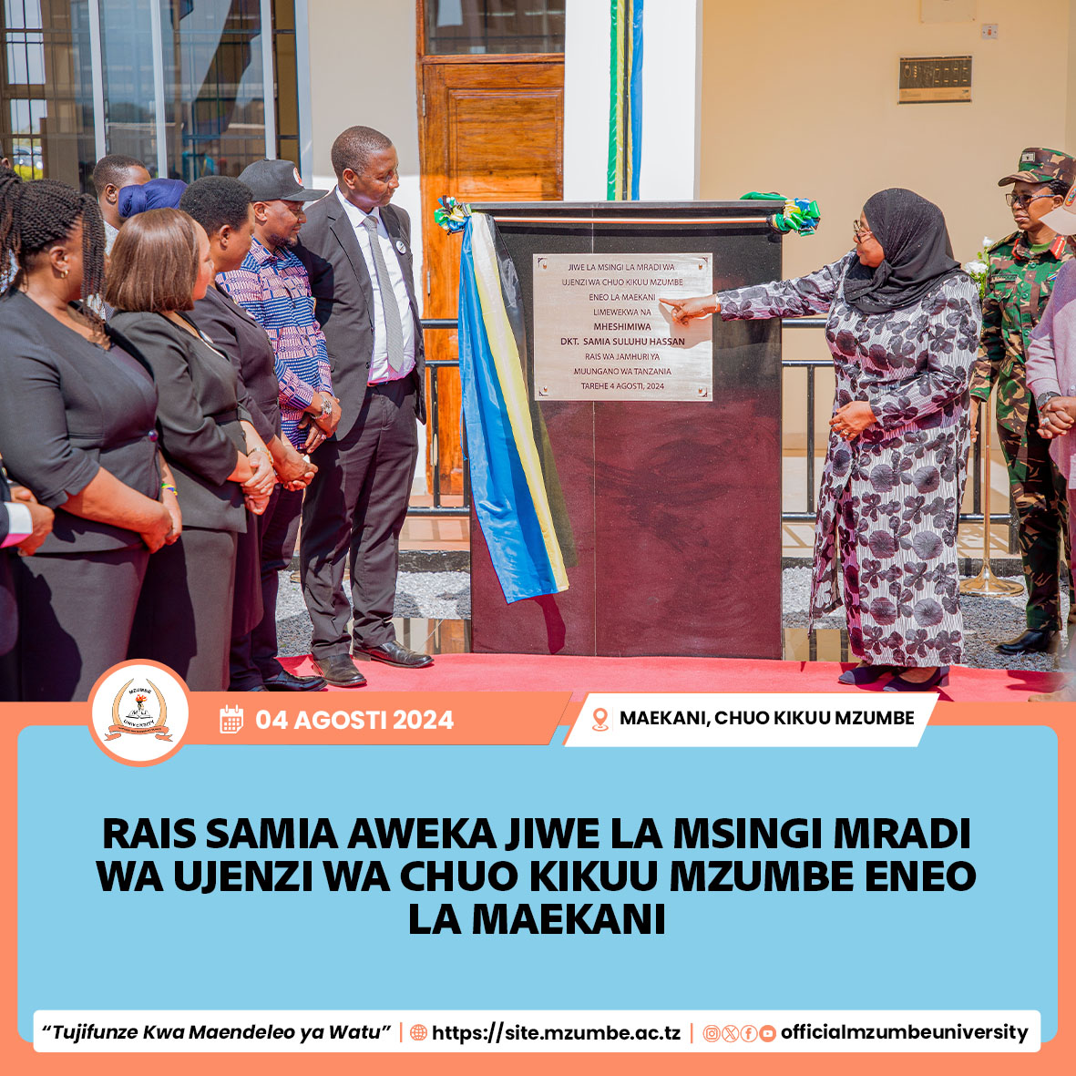 RAIS SAMIA AAHIDI KUUNGA MKONO JITIHADA ZA MAENDELEO CHUO KIKUU MZUMBE